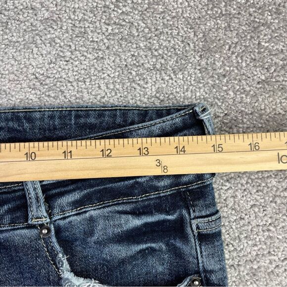 BKE Parker Jeans Women’s 29X27.5* Blue Bootcut High Rise Dark Denim Distressed - Picture 9 of 13